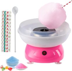 Cotton Candy Machine - 500W Portable with Large Splash-Proof Plate, Efficient Electric Heating Cotton Candy Machine Maker with 10 Marshmallow Sticks & Sugar Scoop for Kids Gift Birthday Party