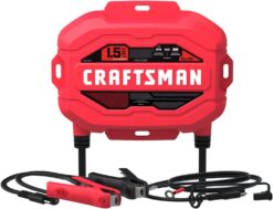 Craftsman CMXCESM259 Fully Automatic Automotive Battery Charger and Maintainer for Power Sport, Motorcycle, Car, and Boat Batteries, 1.5 Amps, 6 Volt, 12 Volt, Red, 1 Unit