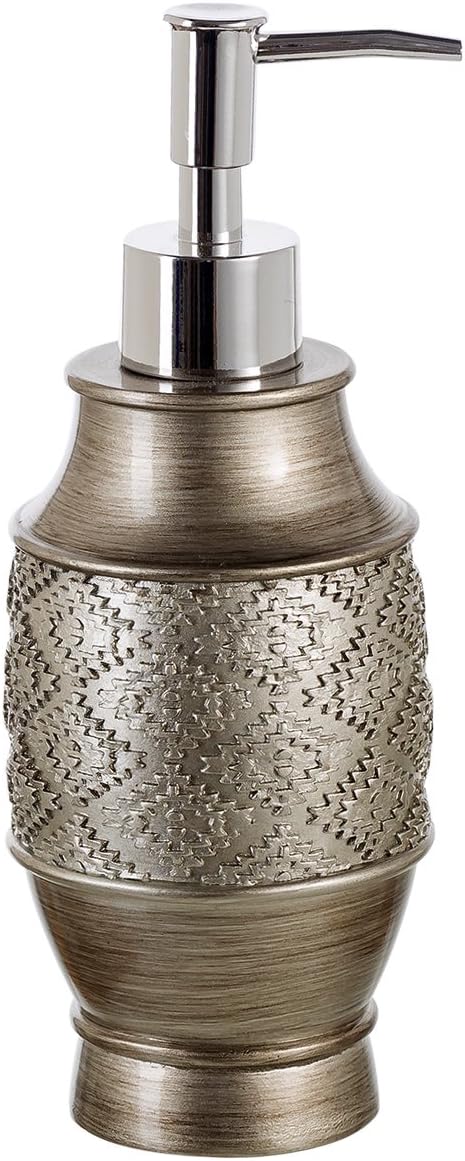 Creative Scents Bathroom Accessory Set - 6 Piece Bathroom Set includes Toilet Brush and Holder, Tissue Cover, Toothbrush Holder, Soap Dispenser, Tumbler & Soap Dish, Brushed Silver - Dublin Style0