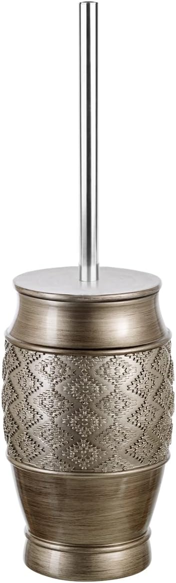 Creative Scents Bathroom Accessory Set - 6 Piece Bathroom Set includes Toilet Brush and Holder, Tissue Cover, Toothbrush Holder, Soap Dispenser, Tumbler & Soap Dish, Brushed Silver - Dublin Style5