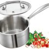 DELARLO Tri-Ply Stainless Steel Small Saucepan With Lid, Induction Cooking Sauce Pot Sauce Pans, Heavy Bottom Saucier Pot Cookware, Dishwasher Safe & Oven Safe(2.5 Quart)