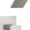 Delta Faucet Modern Brushed Nickel Shower Trim Kit, Shower Faucet with Single-Spray Touch-Clean Brushed Nickel Shower Head, Stainless T14267-SS-PP (Valve Not Included)