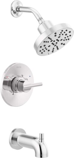 Delta Faucet Nicoli 14 Series Single-Handle Tub and Shower Trim Kit, Shower Faucet with 5-Spray H2Okinetic Shower Head, Chrome 144749 (Shower Valve Included)