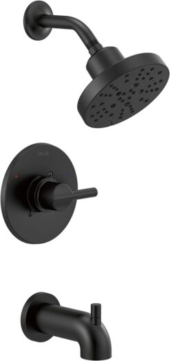 Delta Faucet Nicoli 14 Series Single-Handle Tub and Shower Trim Kit, Shower Faucet with 5-Spray H2Okinetic Shower Head, Matte Black 144749-BL (Shower Valve Included)