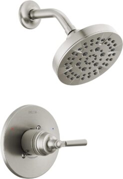 Delta Faucet Saylor 14 Series Brushed Nickel Shower Valve Trim Kit, Delta Shower System, Shower Faucet Set, Shower Fixture, Shower Head and Handle Set, Stainless T14235-SS (Valve Not Included)