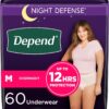 Depend Night Defense Adult Incontinence & Postpartum Bladder Leak Underwear for Women, Disposable, Overnight, Medium, Blush, 60 Count (4 Packs of 15), Packaging May Vary