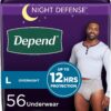 Depend Night Defense Adult Incontinence Underwear for Men, Disposable, Overnight, Large, Grey, 56 Count (4 Packs of 14), Packaging May Vary