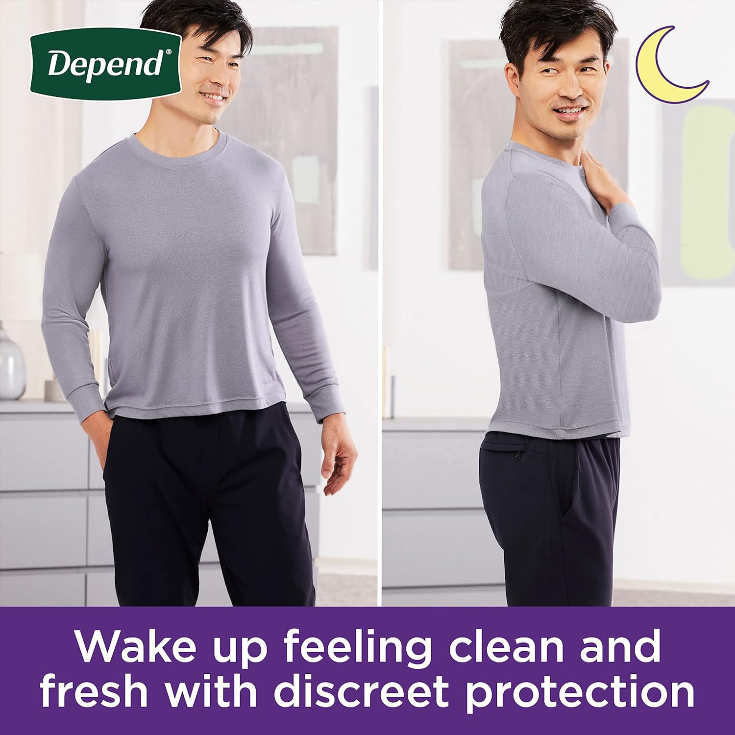 Depend Night Defense Adult Incontinence Underwear for Men, Disposable, Overnight, Large, Grey, 56 Count (4 Packs of 14), Packaging May Vary9