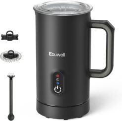 ECOWELL Milk Frother and Steamer, Frother for Coffee, 8.1oz/240ml Coffee Frother Electric, Warm and Cold Foam Frother, Milk Steamer and Frother for Latte, Macchiato, Cappuccinos, WMMF01, Black