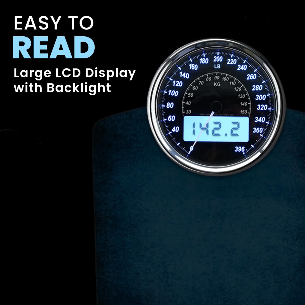 EILISON Highly Advance 2-in-1 Digital & Analog Weighing Scale for Body Weight-400lbs, 4 High Precison GX Sensor Accurate, Thick Tempered Glass, Extra Large Display (Blue)2