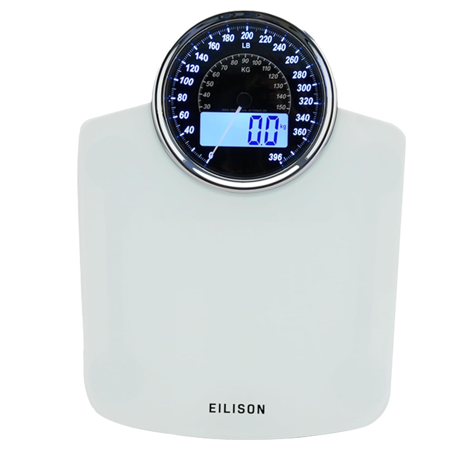 EILISON Highly Advance 2-in-1 Digital & Analog Weighing Scale for Body Weight-400lbs, 4 High Precison GX Sensor Accurate, Thick Tempered Glass, Extra Large Display (White) EILISON Highly Advance 2-in-1 Digital & Analog Weighing Scale for Body Weight-400lbs, 4 High Precison GX Sensor Accurate, Thick Tempered Glass, Extra Large Display (White)