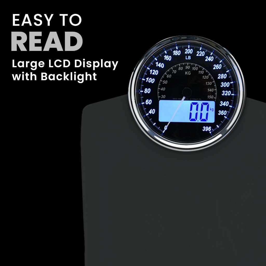 EILISON Highly Advance 2-in-1 Digital & Analog Weighing Scale for Body Weight-400lbs, 4 High Precison GX Sensor Accurate, Thick Tempered Glass, Extra Large Display (White)3