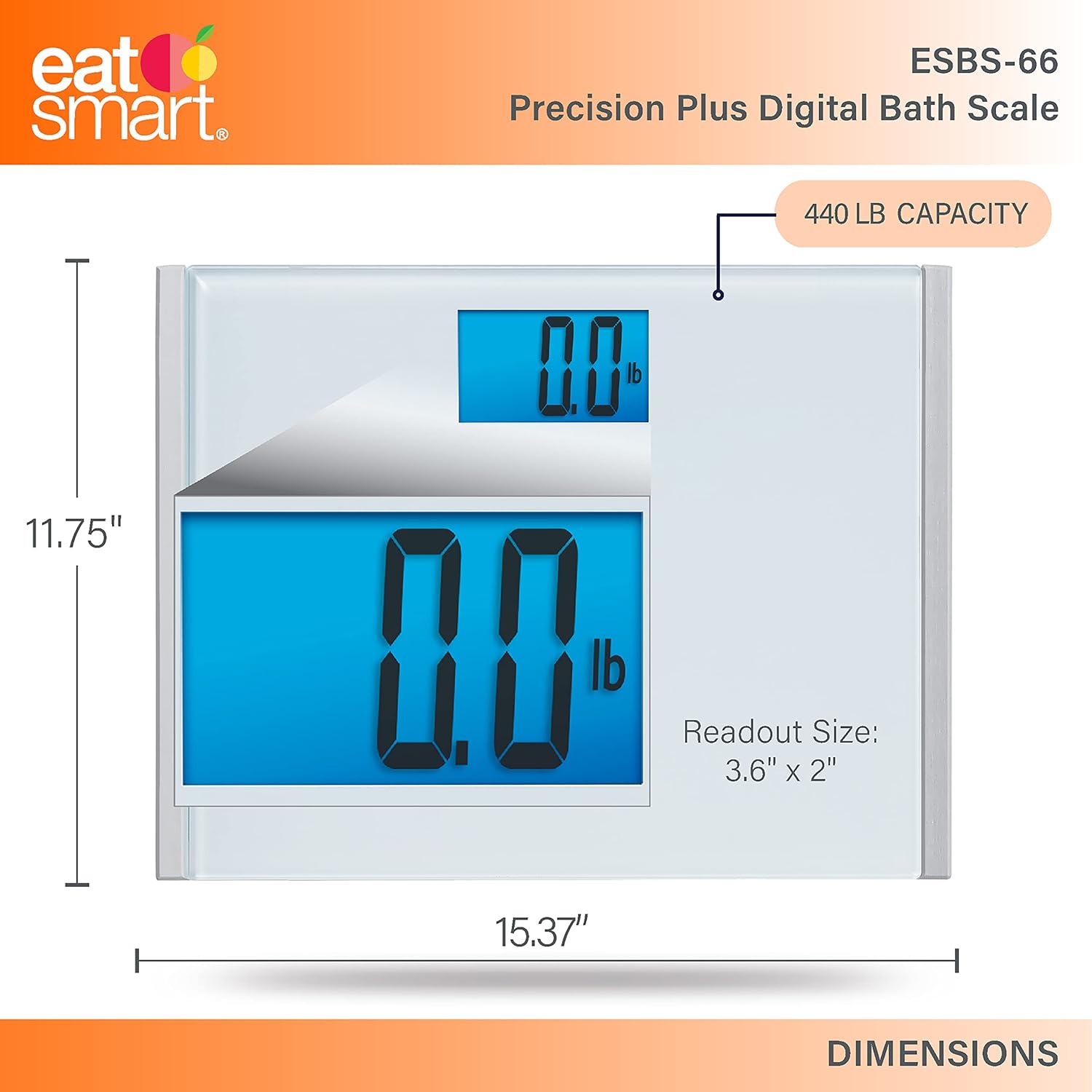 Eat Smart Precision Plus Scale, Wide Body Bath Scale for Body Weight, White1