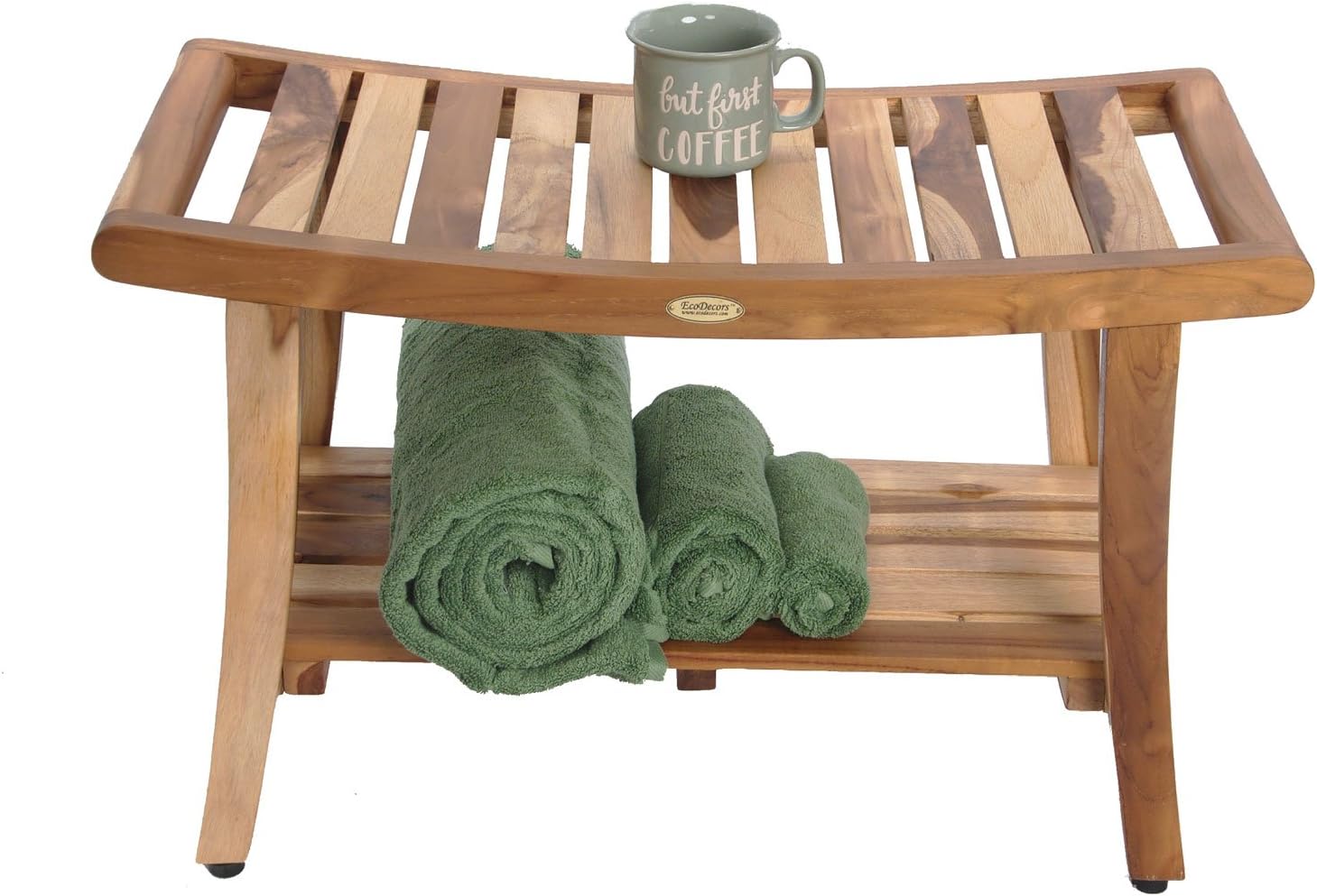 EcoDecors, 30, Harmony, Teak Shower Bench, Teak Shower Stool, Teak Bench for Shower, Teak Shower Seat, Teak Shower Bench for Inside Shower, Teak Shower Chair, Safety Arms, 30 inch3