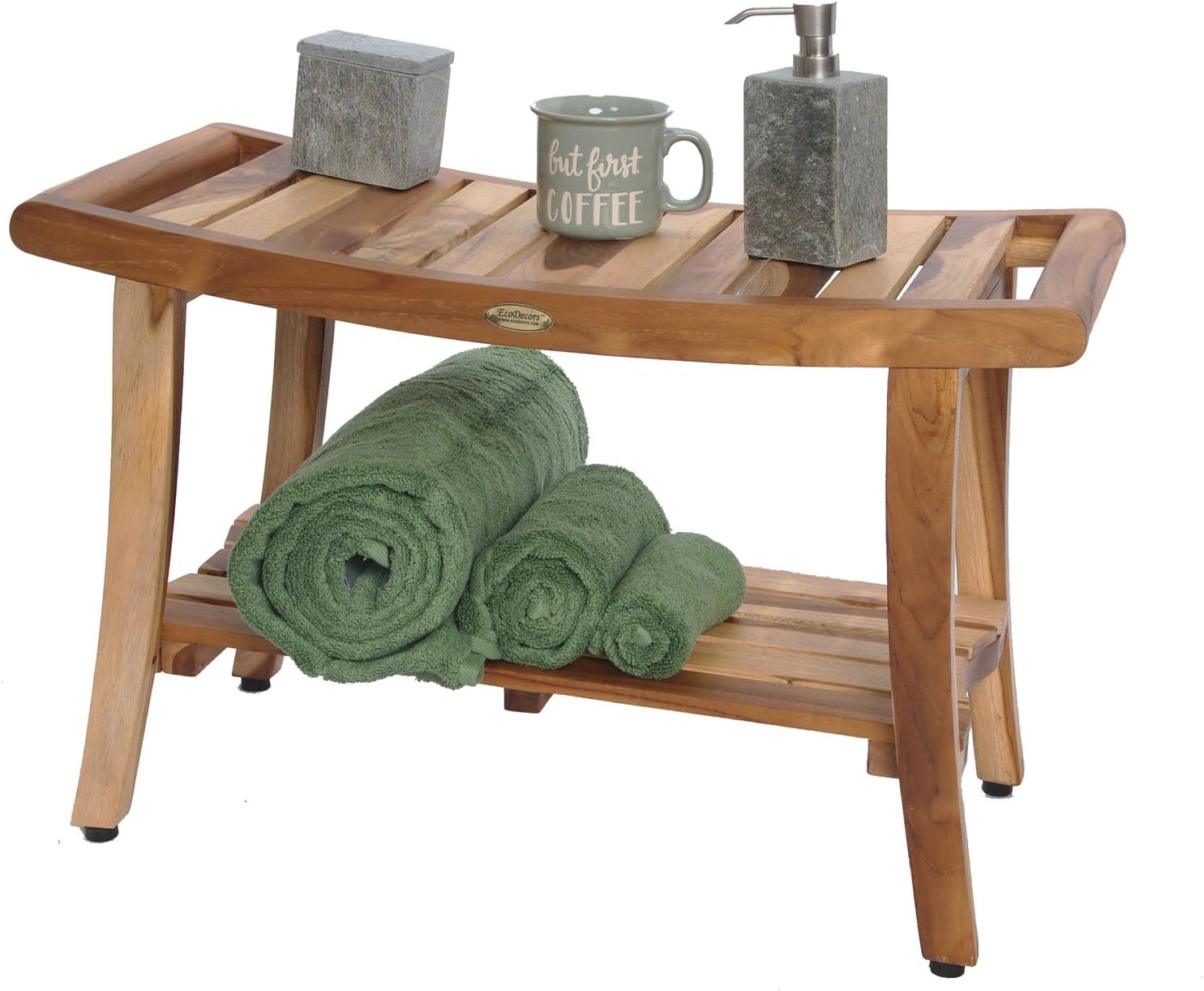 EcoDecors, 30, Harmony, Teak Shower Bench, Teak Shower Stool, Teak Bench for Shower, Teak Shower Seat, Teak Shower Bench for Inside Shower, Teak Shower Chair, Safety Arms, 30 inch4