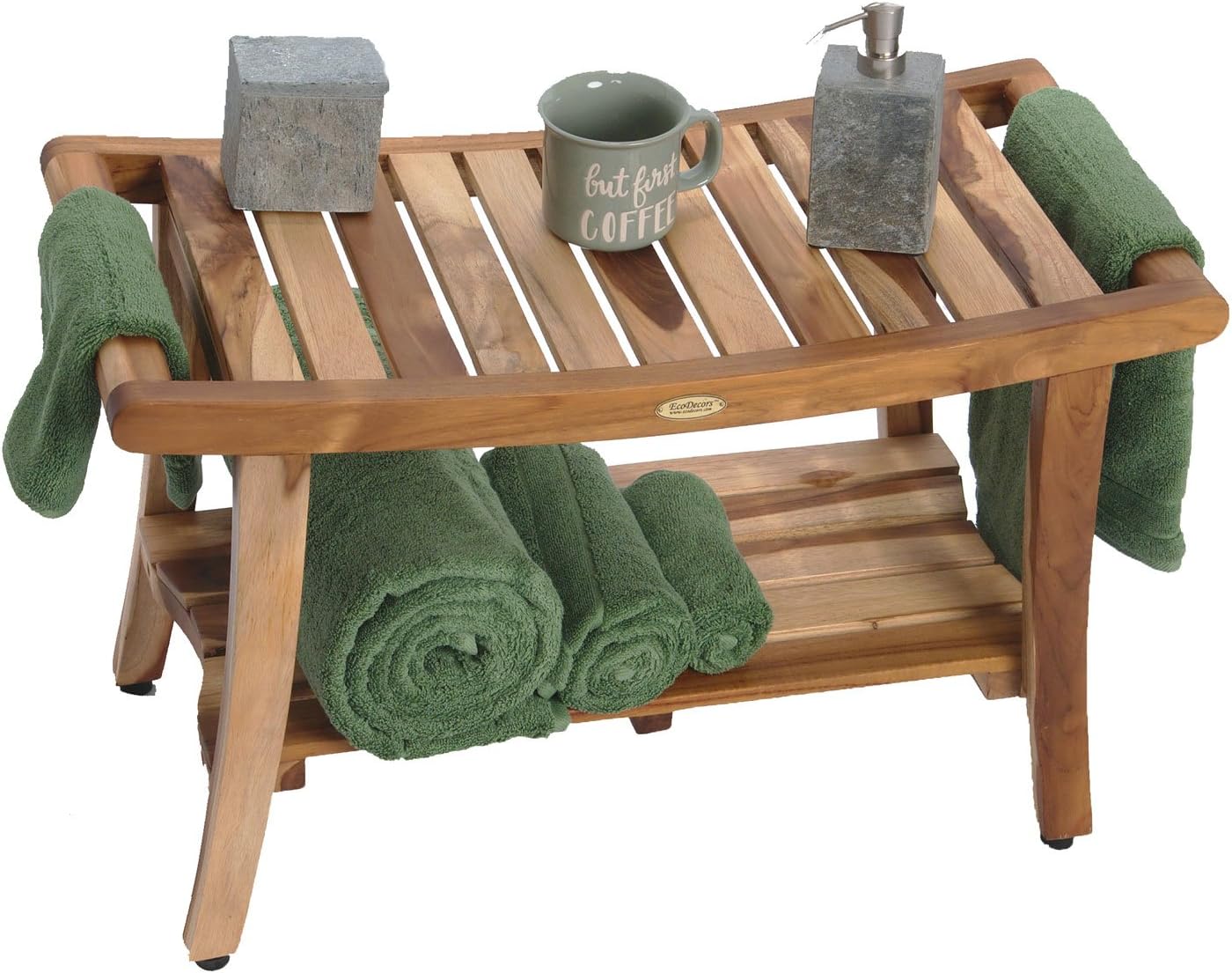EcoDecors, 30, Harmony, Teak Shower Bench, Teak Shower Stool, Teak Bench for Shower, Teak Shower Seat, Teak Shower Bench for Inside Shower, Teak Shower Chair, Safety Arms, 30 inch6
