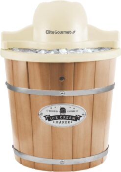 Elite Gourmet EIM-924L# 4 quart Old Fashioned Electric Ice Cream Maker, Pine Bucket