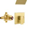 Esnbia Shower Tub Kit, Tub and Shower Faucet Set（Valve Included) with 6-Inch Rain Shower Head and Tub Spout, Single-Handle Tub and Shower Trim Kit,Brushed Gold