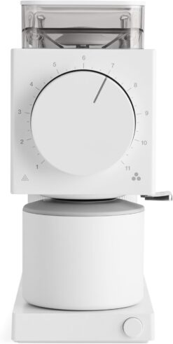 Fellow Gen 2 Ode Brew Grinder - Burr Coffee Grinder Electric - Coffee Bean Grinder with 31 Settings for Drip, French Press & Cold Brew - Small Footprint Electric Grinder - Matte White