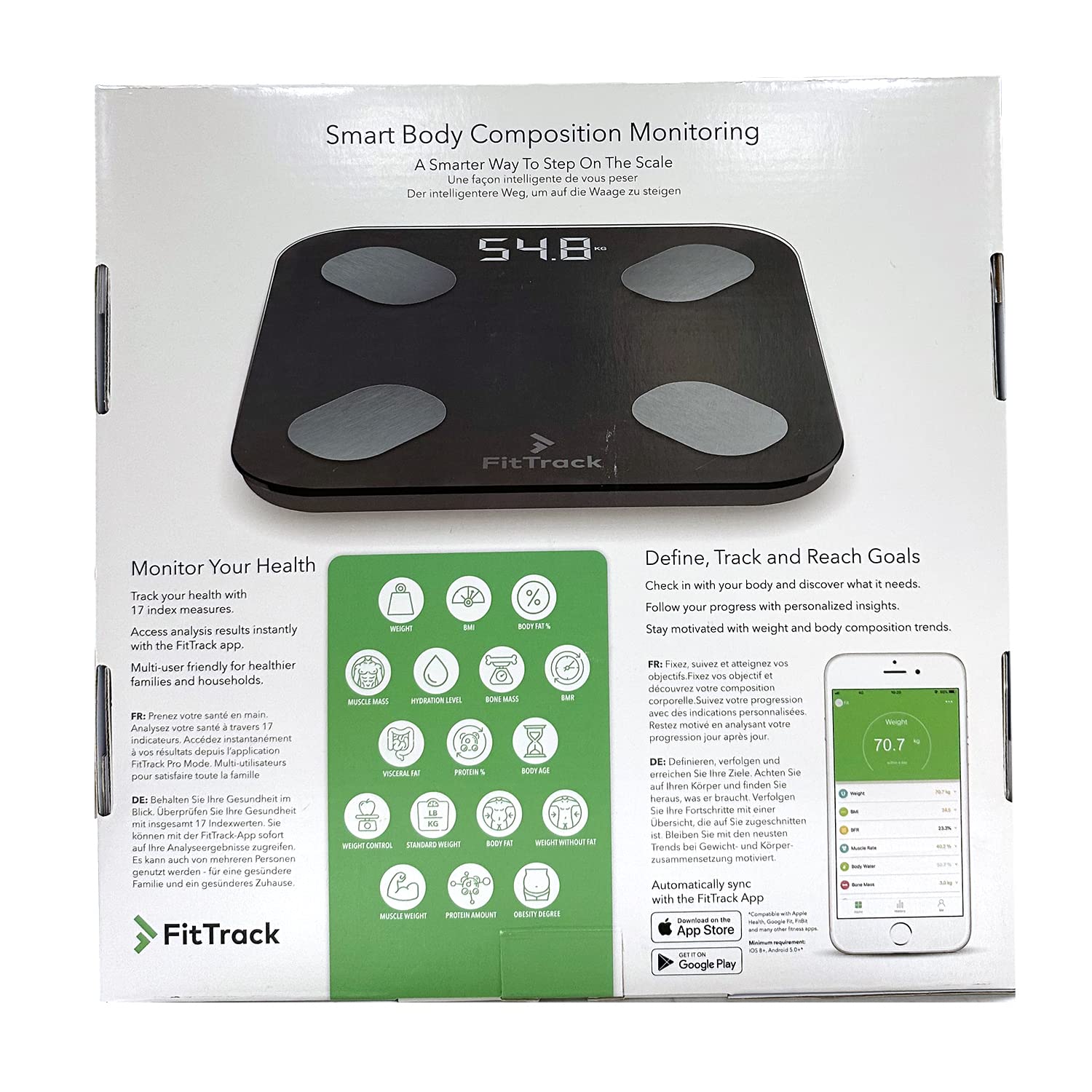 FitTrack Dara Smart BMI Digital Scale - Measure Weight and Body Fat - Most Accurate Bluetooth Glass Bathroom Scale (Black)6