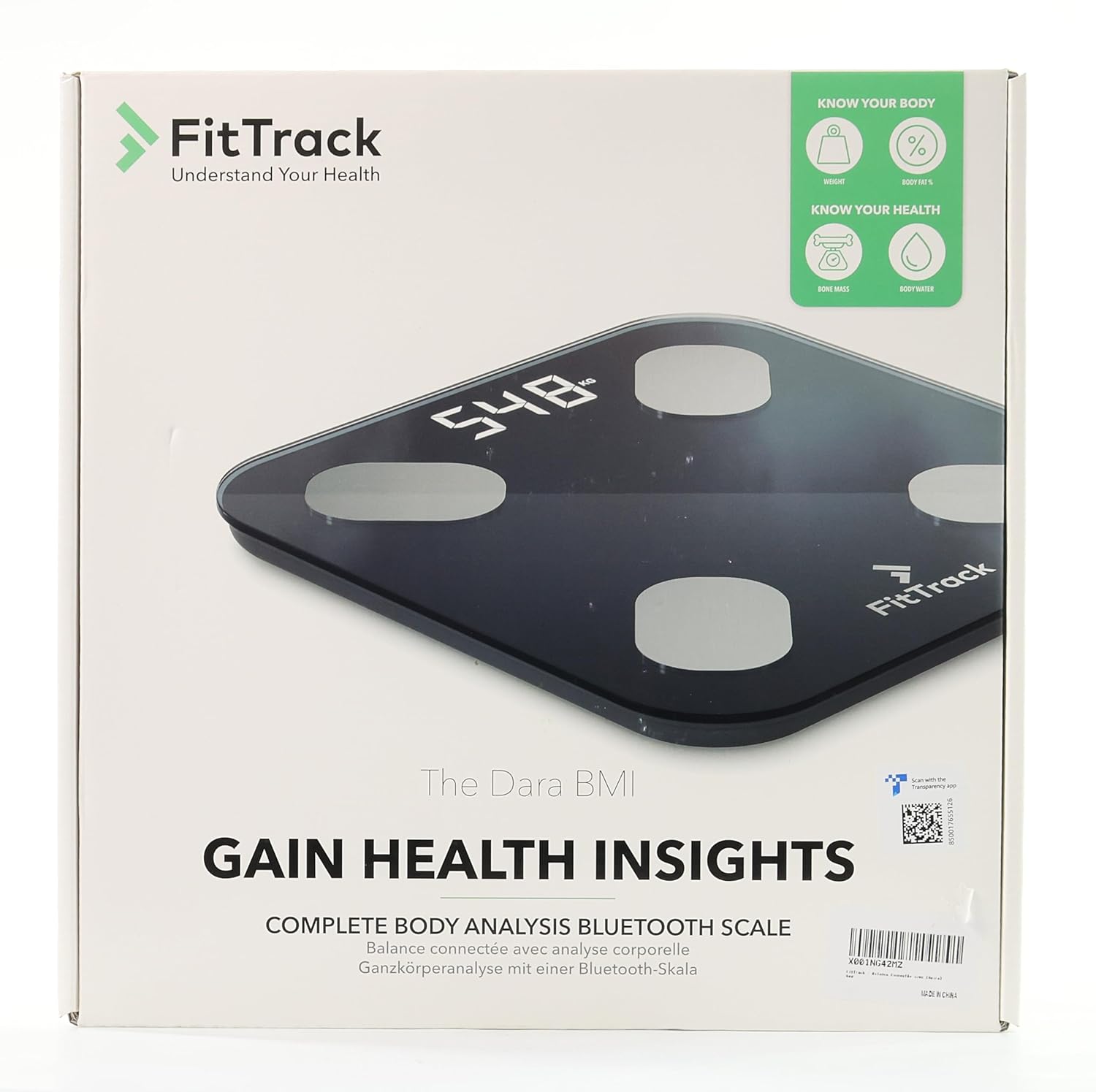 FitTrack Dara Smart BMI Digital Scale - Measure Weight and Body Fat - Most Accurate Bluetooth Glass Bathroom Scale (Black)7