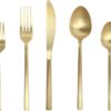 Fortessa Arezzo 18/10 Stainless Steel Flatware, 5 Piece Place Setting, Service for 1, Brushed Gold