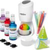 Hawaiian Shaved Ice Machine Kit - 3 Flavors, 25 Cups, Straws, Pourers, Ice Molds