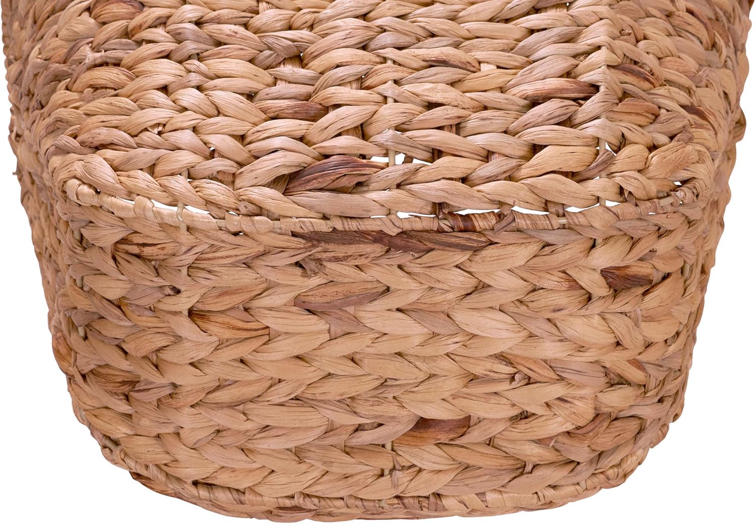 Household Essentials ML-4002 Tall Water Hyacinth Wicker Basket with Handles Natural, Brown, Natural-