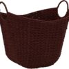 Household Essentials Paper Rope Basket with Handles, Natural Woven Woven Storage Basket, Great for Decoration or Organization, Red Paper Rope