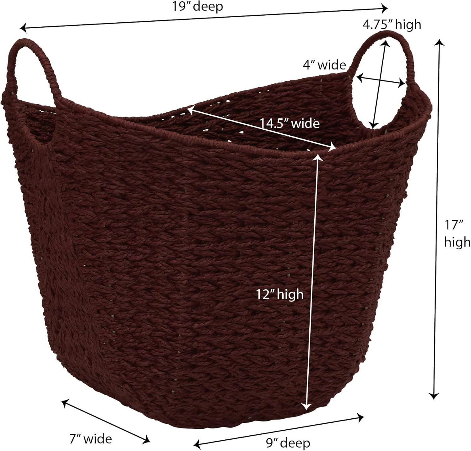 Household Essentials Paper Rope Basket with Handles, Natural Woven Woven Storage Basket, Great for Decoration or Organization3