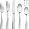 Hudson Essentials 48-Piece Hammered 18/10 Stainless Steel Silverware Cutlery Set with Serving Set, Flatware Service for 8