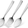 Hudson Essentials 9-Piece Hammered 18/10 Stainless Steel Silverware Serving Spoons and Forks Set - Hostess Buffet Flatware Utensils