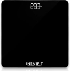INEVIFIT BATHROOM SCALE, Highly Accurate Digital Bathroom Body Scale, Measures Weight up to 400 lbs. includes Batteries, Black