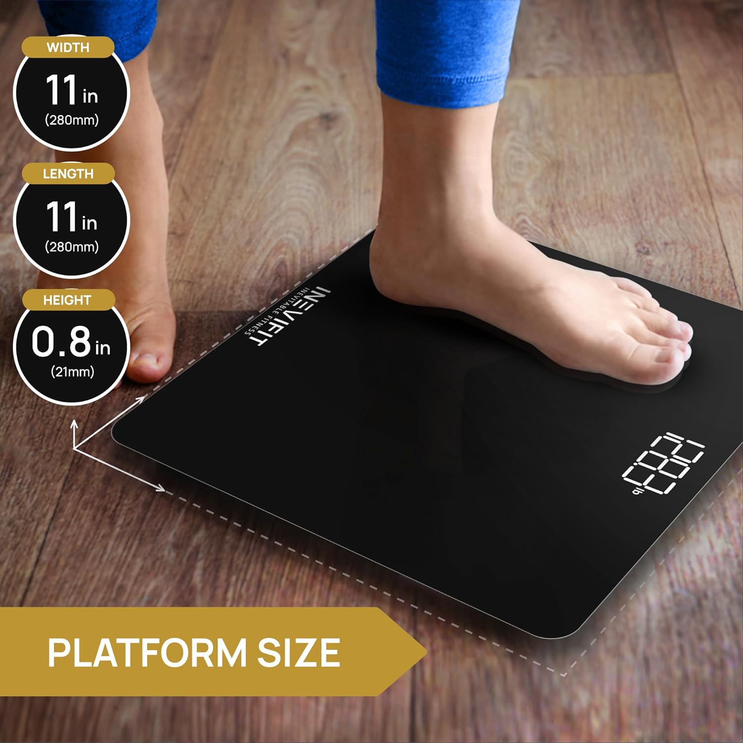 INEVIFIT BATHROOM SCALE, Highly Accurate Digital Bathroom Body Scale, Measures Weight up to 400 lbs. includes Batteries, Black4