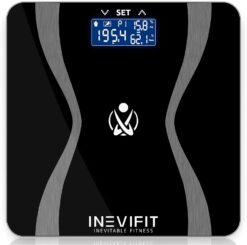 INEVIFIT BODY-ANALYZER SCALE, Highly Accurate Digital Bathroom Body Composition Analyzer, Measures Weight, Body Fat, Water, Muscle & Bone Mass for 10 Users. includes Batteries