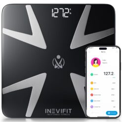 INEVIFIT SMART BODY FAT SCALE, Highly Accurate Bluetooth Digital Bathroom Body Composition Analyzer, Measures Weight, Body Fat, Water, Muscle, BMI, Visceral Fat & Bone Mass for Unlimited Users