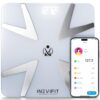 INEVIFIT SMART BODY FAT SCALE, Highly Accurate Bluetooth Digital Bathroom Body Composition Analyzer, Measures Weight, Body Fat, Water, Muscle, BMI, Visceral Fat & Bone Mass for Unlimited Users, White