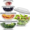 JoyJolt Kitchen Mixing Bowls. 5pc Glass Bowls with Lids Set – Neat Nesting Bowls. Large Mixing Bowl Set incl Batter Bowl, Cooking Bowls, Storage Bowls with Lids and Big Salad Bowl with BPA-Free Lids