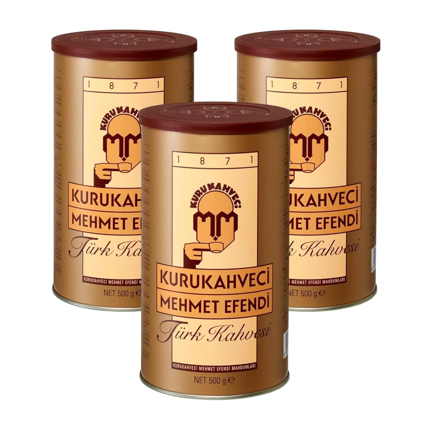 KURUKAHVECI MEHMET EFENDI Turkish Coffee, Arabica Beans, Roasted Ground,Rich Aroma, Fresh, Medium to Heavy-bodied, Original Taste Since 1871 (17.6 OZ 500 Gr) Pack of 3 KURUKAHVECI MEHMET EFENDI Turkish Coffee, Arabica Beans, Roasted Ground,Rich Aroma, Fresh, Medium to Heavy-bodied, Original Taste Since 1871 (17.6 OZ / 500 Gr) Pack of 3