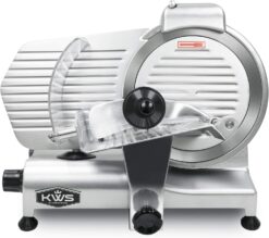 KWS MS-10NS 320W Motor Electric Meat Slicer 10-Inch with 304 Stainless Steel Blade, Frozen Meat/Cheese/Food Slicer Low Noise Commercial and Home Use [ ETL, NSF Certified ]