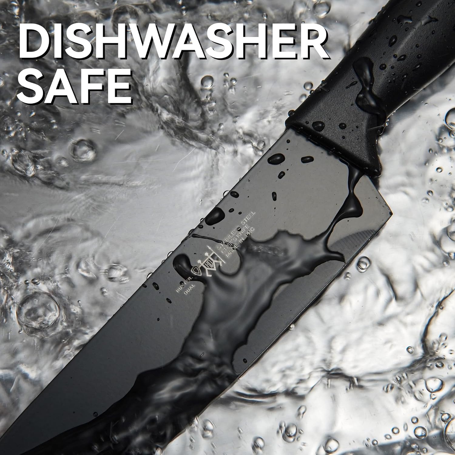 Knife Sets for Kitchen with Block, HUNTER.DUAL 15 Pcs Kitchen Knife Set with Block Self Sharpening, Dishwasher Safe, Anti-slip Handle, Black8