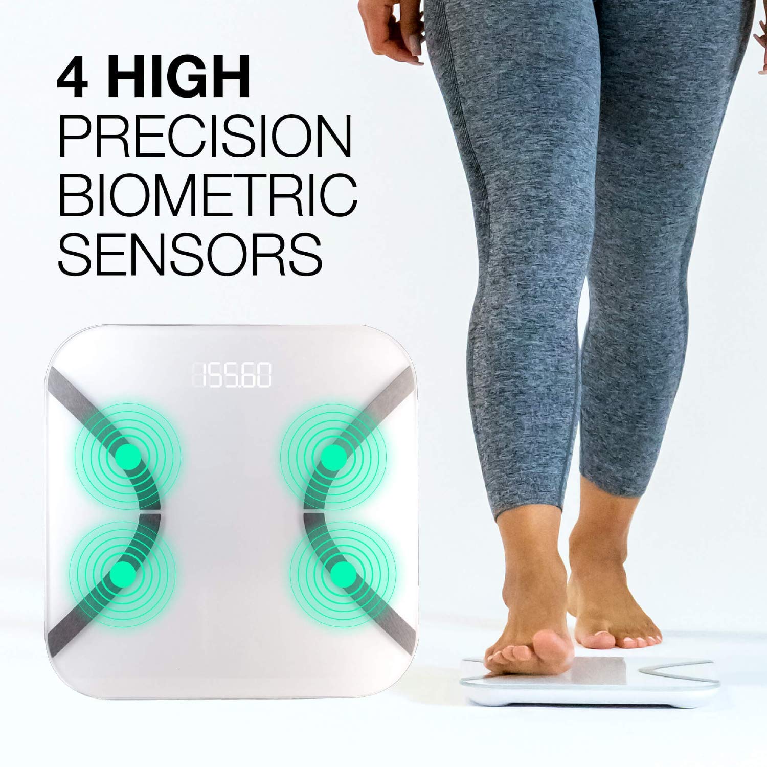 Korescale Gen2 Digital Smart Scale with BMI, Body Fat, Muscle Mass, Weight Highly Accurate Bathroom Scales, Bluetooth Composition Analyzer Compatible with KoreHealth, Apple Health App (White)2