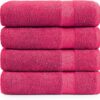 LANE LINEN Bath Sheets Bathroom Towel Set- 4 PC 100% Cotton Extra Large Bath Towels, Oversized Bath Towels, Luxury Bath Towels Bathroom Set, Shower Towels Bath Towel Sets for Bathroom 35x66 - Fuchsia