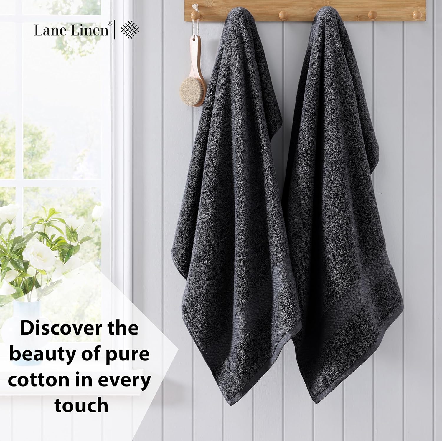 LANE LINEN Bath Sheets Bathroom Towel Set- 4 Pack 100% Cotton Extra Large Bath Towels, Oversized Bath Towels, Luxury Bath Towels Large Bathroom Set, Shower Bath Towel Sets for Bathroom, 35x66 - Black2