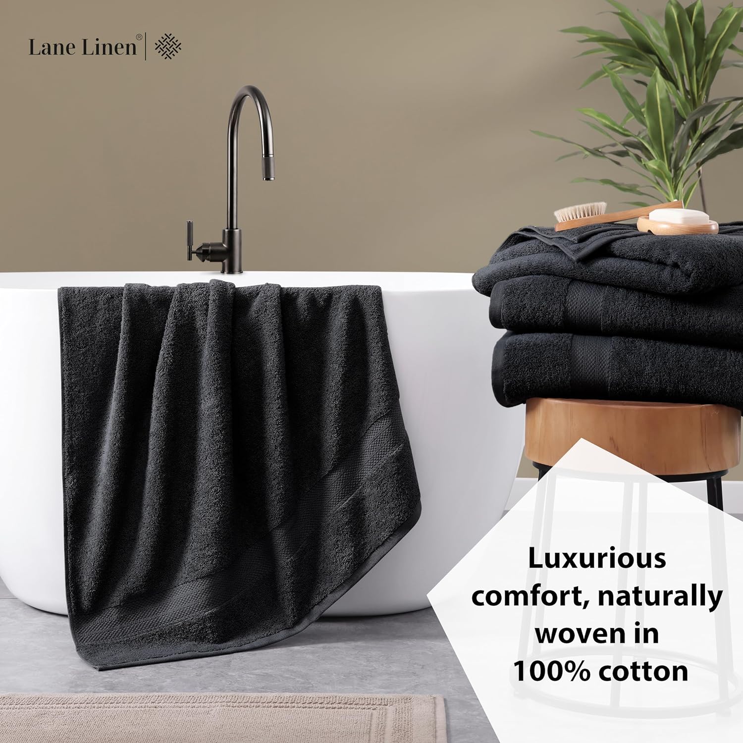 LANE LINEN Bath Sheets Bathroom Towel Set- 4 Pack 100% Cotton Extra Large Bath Towels, Oversized Bath Towels, Luxury Bath Towels Large Bathroom Set, Shower Bath Towel Sets for Bathroom, 35x66 - Black3