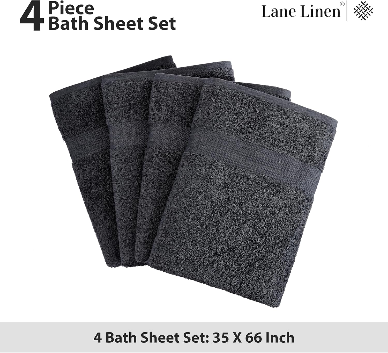 LANE LINEN Bath Sheets Bathroom Towel Set- 4 Pack 100% Cotton Extra Large Bath Towels, Oversized Bath Towels, Luxury Bath Towels Large Bathroom Set, Shower Bath Towel Sets for Bathroom, 35x66 - Black4