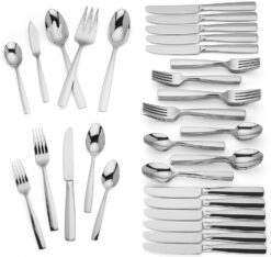 Lenox Lachlan 65-Piece Flatware Set, 10.45 LB, Metallic