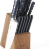 MARTHA STEWART Eastwalk 14 Piece High Carbon Staineless Steel Cutlery Set w/ABS Triple Riveted Forged Handle Acacia Wood Block - Navy Blue