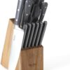 MARTHA STEWART Eastwalk 14 Piece High Carbon Stainless Steel Cutlery Knife Block Set w/ABS Triple Riveted Forged Handle Acacia Wood Block - Gray