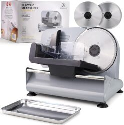 Meat Slicer, 200W Powerful Electric Food Slicer-Deli Meat Slicer Machine for Home Use for, Cheese, Bread, Vegetables-2 Round 7.5